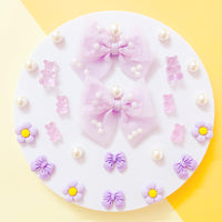 24Pcs Fabric Bow Shoe Charms, Cute Bears, Flower Pearl Charms Accessories for Clogs, DIY Shoe Decoration Charms for Girls, Party Favor - 7DAY'S