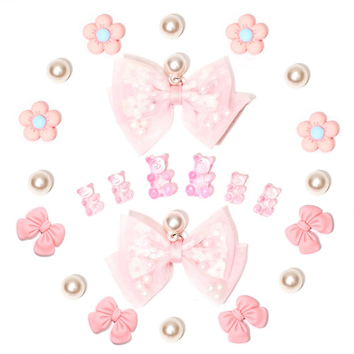 24Pcs Fabric Bow Shoe Charms, Cute Bears, Flower Pearl Charms Accessories for Clogs, DIY Shoe Decoration Charms for Girls, Party Favor - 7DAY'S