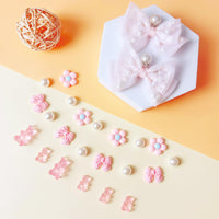 24Pcs Fabric Bow Shoe Charms, Cute Bears, Flower Pearl Charms Accessories for Clogs, DIY Shoe Decoration Charms for Girls, Party Favor - 7DAY'S