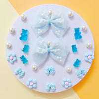 24Pcs Fabric Bow Shoe Charms, Cute Bears, Flower Pearl Charms Accessories for Clogs, DIY Shoe Decoration Charms for Girls, Party Favor - 7DAY'S