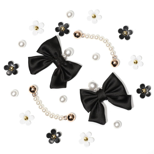 24Pcs Fabric Bow Shoe Charms, Cute Bears, Flower Pearl Charms Accessories for Clogs, DIY Shoe Decoration Charms for Girls, Party Favor - 7DAY'S