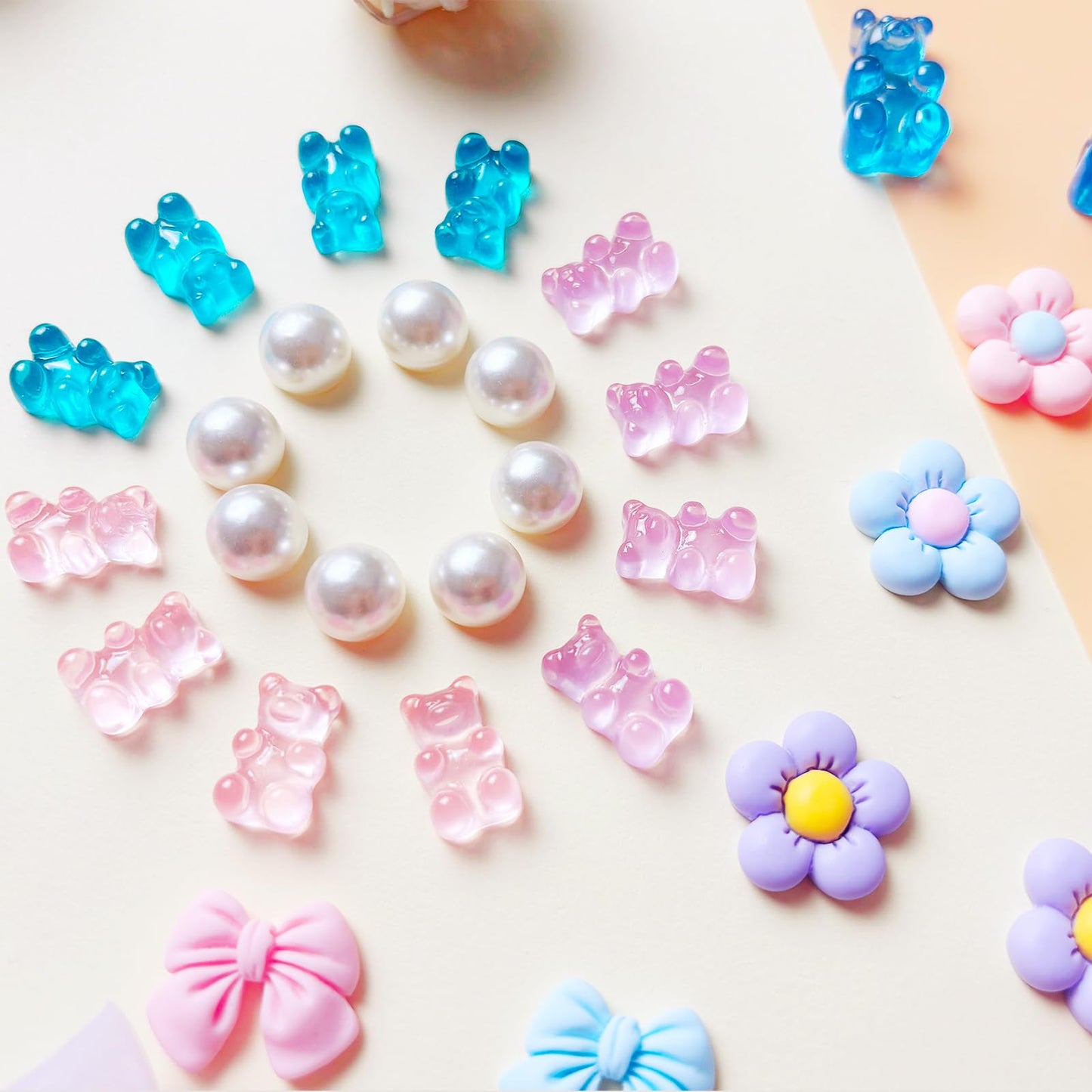24Pcs Fabric Bow Shoe Charms, Cute Bears, Flower Pearl Charms Accessories for Clogs, DIY Shoe Decoration Charms for Girls, Party Favor - 7DAY'S