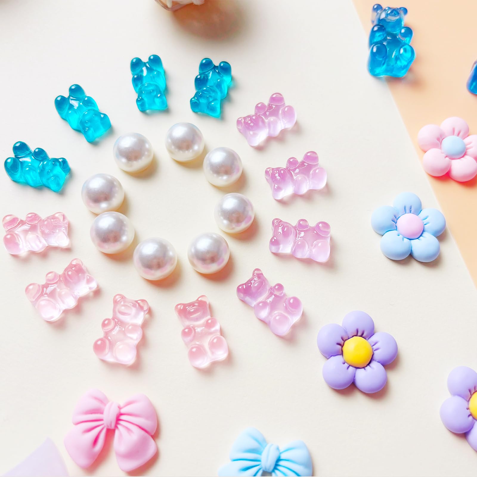 24Pcs Fabric Bow Shoe Charms, Cute Bears, Flower Pearl Charms Accessories for Clogs, DIY Shoe Decoration Charms for Girls, Party Favor - 7DAY'S