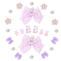 24Pcs Fabric Bow Shoe Charms, Cute Bears, Flower Pearl Charms Accessories for Clogs, DIY Shoe Decoration Charms for Girls, Party Favor - 7DAY'S
