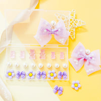 24Pcs Fabric Bow Shoe Charms, Cute Bears, Flower Pearl Charms Accessories for Clogs, DIY Shoe Decoration Charms for Girls, Party Favor - 7DAY'S