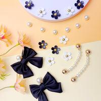 24Pcs Fabric Bow Shoe Charms, Cute Bears, Flower Pearl Charms Accessories for Clogs, DIY Shoe Decoration Charms for Girls, Party Favor - 7DAY'S