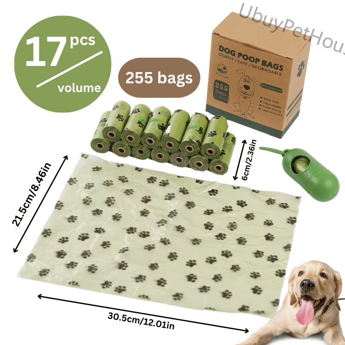 255 bags in 17 volumes Portable pet waste bag Environmental poop bag Portable biodegradable pet waste bag outdoor pet poop collection bag easy to carry - 7DAY'S