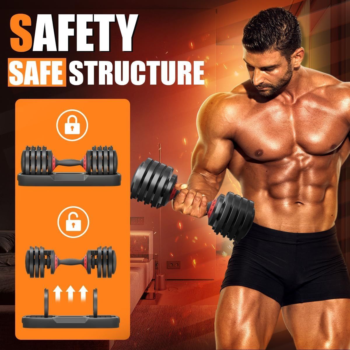 25LB 5 in 1 Single Adjustable Dumbbell Free Dumbbell Weight Adjust with Anti - Slip Metal Handle, Ideal for Full - Body Home Gym Workouts - 7DAY'S