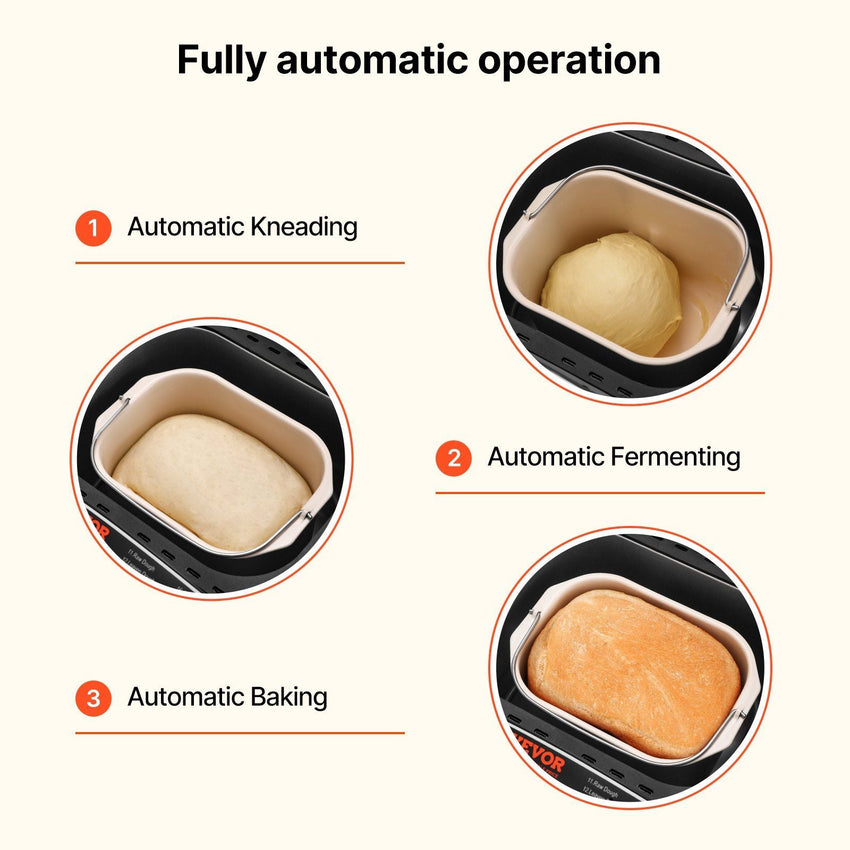 2LB 19 - in - 1 Bread Maker Automatic Compact Dough Machine Nonstick 3 Crust Colors - 7DAY'S