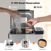 2LB 19 - in - 1 Bread Maker Automatic Compact Dough Machine Nonstick 3 Crust Colors - 7DAY'S