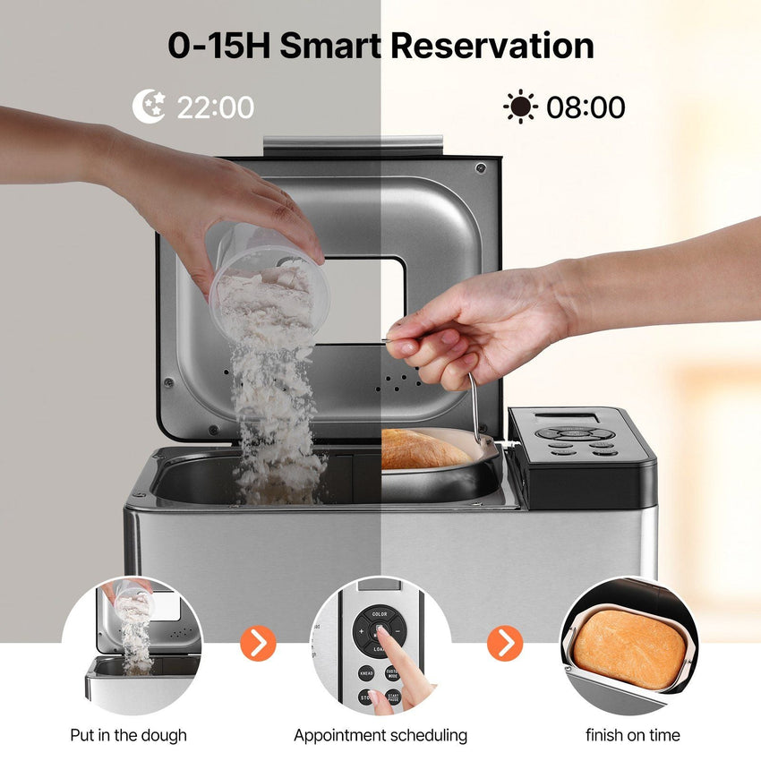2LB 19 - in - 1 Bread Maker Automatic Compact Dough Machine Nonstick 3 Crust Colors - 7DAY'S