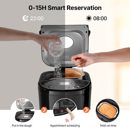 2LB 19 - in - 1 Bread Maker Automatic Compact Dough Machine Nonstick 3 Crust Colors - 7DAY'S