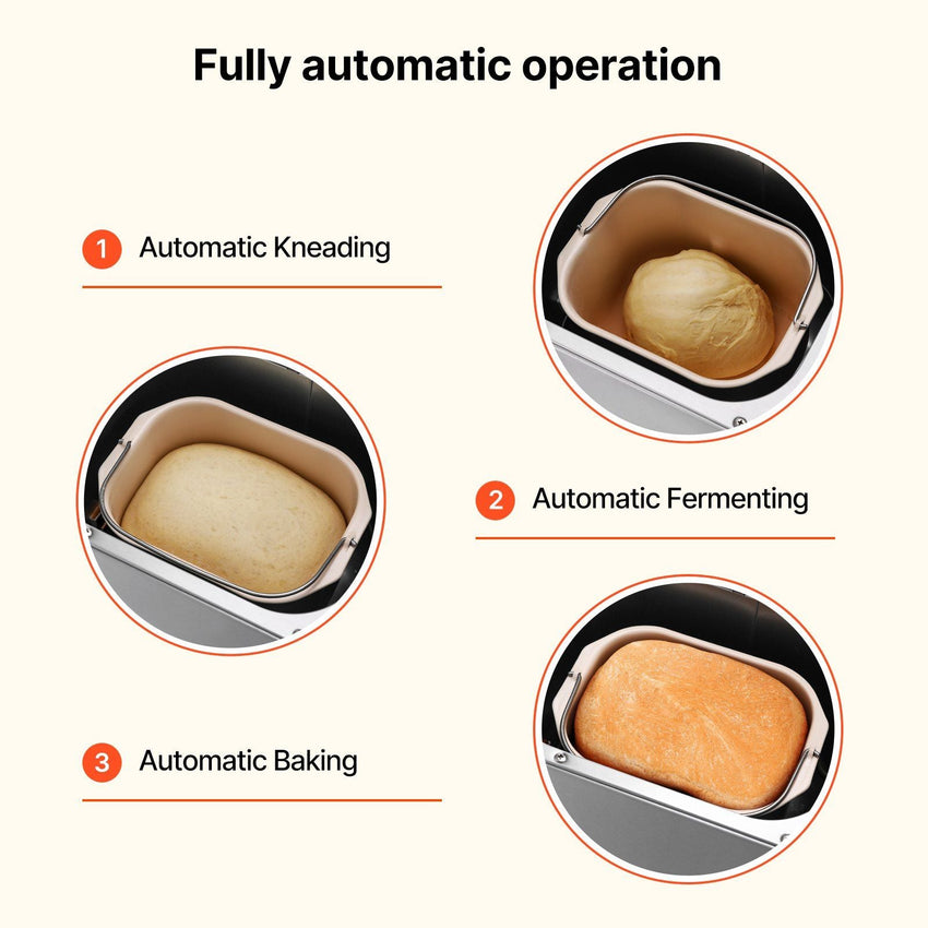 2LB 19 - in - 1 Bread Maker Automatic Compact Dough Machine Nonstick 3 Crust Colors - 7DAY'S