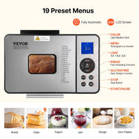 2LB 19 - in - 1 Bread Maker Automatic Compact Dough Machine Nonstick 3 Crust Colors - 7DAY'S