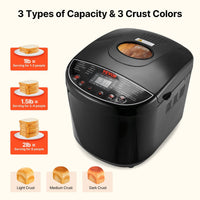2LB 19 - in - 1 Bread Maker Automatic Compact Dough Machine Nonstick 3 Crust Colors - 7DAY'S