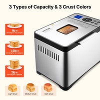 2LB 19 - in - 1 Bread Maker Automatic Compact Dough Machine Nonstick 3 Crust Colors - 7DAY'S