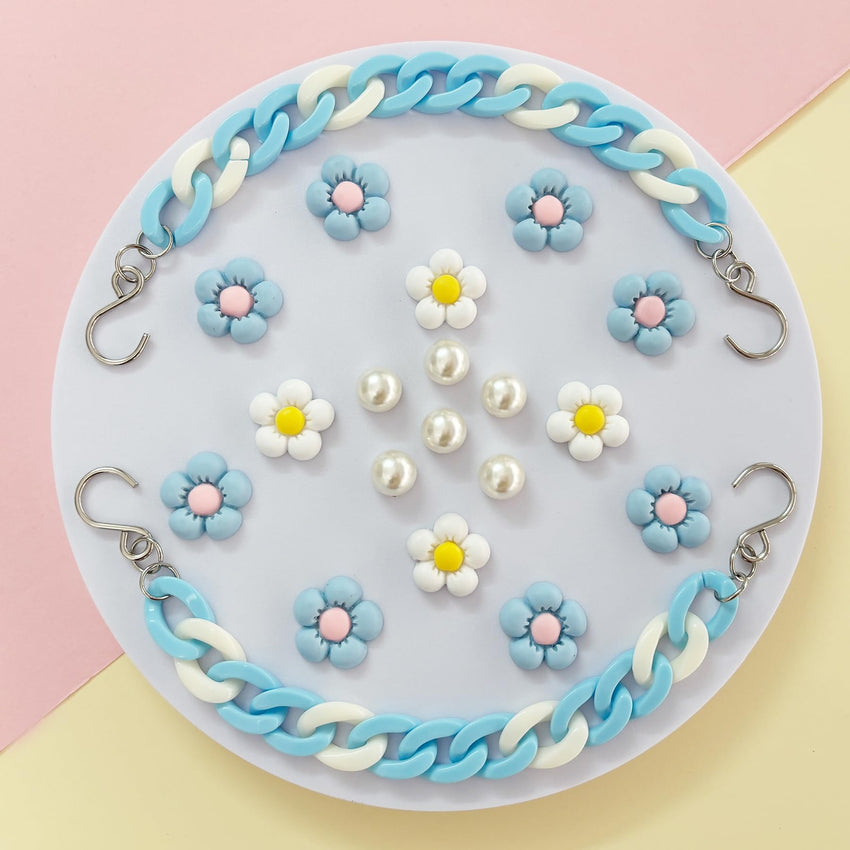 2Pcs Acrylic Shoe Chains for Women, 18Pcs Flower Pearl Shoe Charms Accessories for Clog Sandals, DIY Shoe Decoration Charms for Girls, Party Favor - 7DAY'S