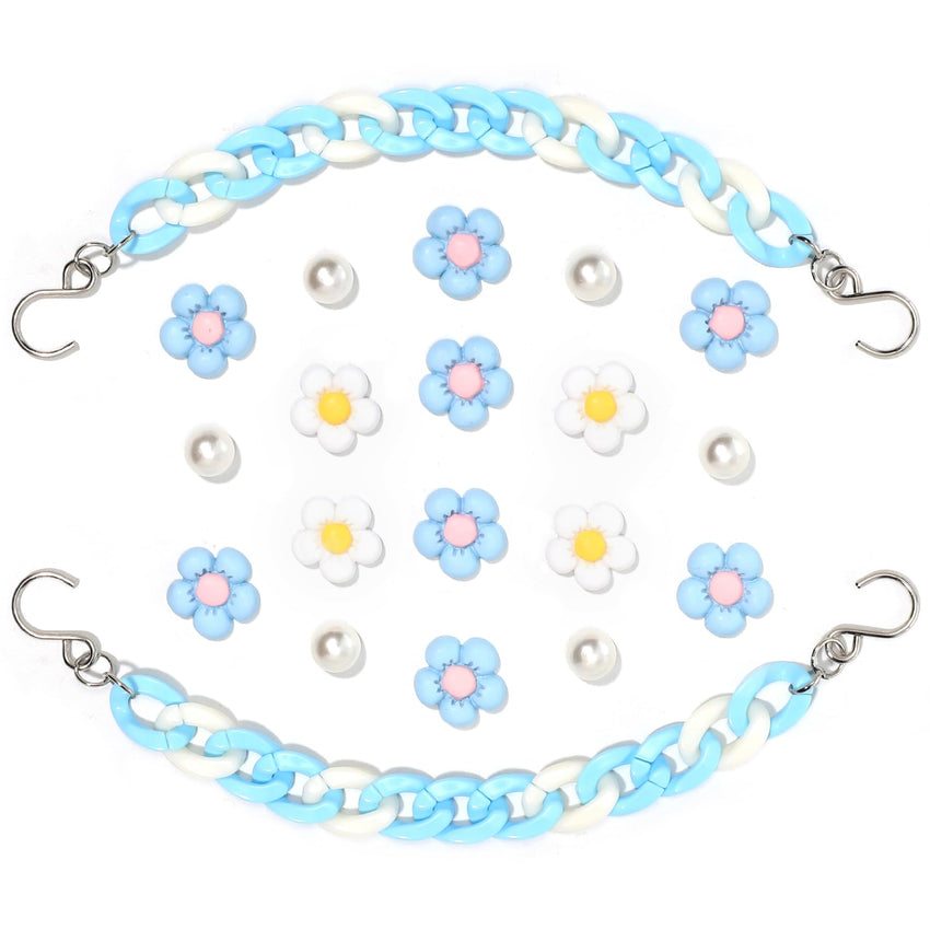 2Pcs Acrylic Shoe Chains for Women, 18Pcs Flower Pearl Shoe Charms Accessories for Clog Sandals, DIY Shoe Decoration Charms for Girls, Party Favor - 7DAY'S