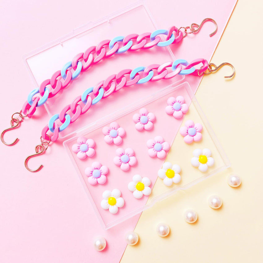 2Pcs Acrylic Shoe Chains for Women, 18Pcs Flower Pearl Shoe Charms Accessories for Clog Sandals, DIY Shoe Decoration Charms for Girls, Party Favor - 7DAY'S