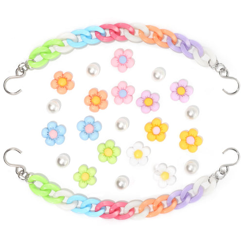 2Pcs Acrylic Shoe Chains for Women, 18Pcs Flower Pearl Shoe Charms Accessories for Clog Sandals, DIY Shoe Decoration Charms for Girls, Party Favor - 7DAY'S