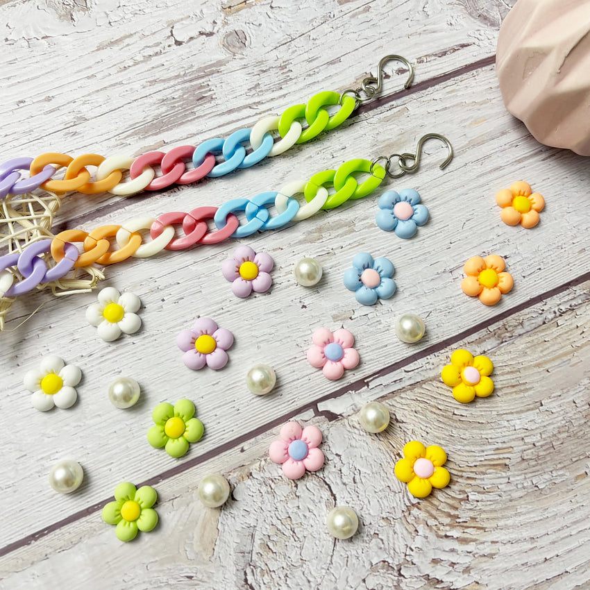 2Pcs Acrylic Shoe Chains for Women, 18Pcs Flower Pearl Shoe Charms Accessories for Clog Sandals, DIY Shoe Decoration Charms for Girls, Party Favor - 7DAY'S