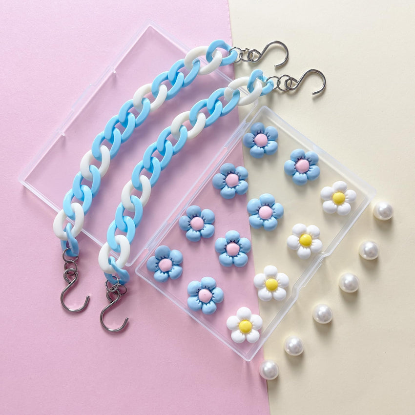 2Pcs Acrylic Shoe Chains for Women, 18Pcs Flower Pearl Shoe Charms Accessories for Clog Sandals, DIY Shoe Decoration Charms for Girls, Party Favor - 7DAY'S