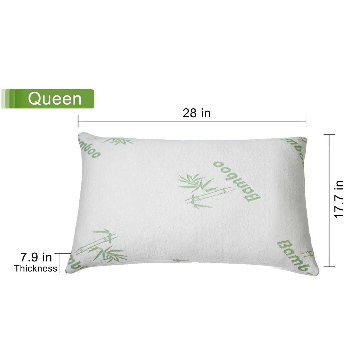 2Pcs Bamboo Memory Foam Pillow Hypoallergenic Bed Pillow For Head Neck Rest Sleeping Shredded Pillow Washable Cover Queen Size Pillow - 7DAY'S