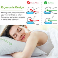 2Pcs Bamboo Memory Foam Pillow Hypoallergenic Bed Pillow For Head Neck Rest Sleeping Shredded Pillow Washable Cover Queen Size Pillow - 7DAY'S