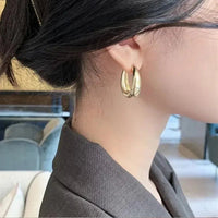 2Pcs Hot Sale Fashion Metal Drop Earrings for Woman, Vintage Hoop Earring Trend Classic Party Wedding Pendant Jewelry Gift - 7DAY'S