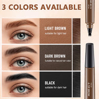 2Pcs Magic Microblading Eyebrow Pencil, 4 - Tip Brow Pencil with Micro - Fork Tip, 3D Waterproof Microblading Eyebrow Pen, Eyebrow Tattoo Pen for Natural Makeup (Dark Brown) - 7DAY'S