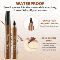 2Pcs Magic Microblading Eyebrow Pencil, 4 - Tip Brow Pencil with Micro - Fork Tip, 3D Waterproof Microblading Eyebrow Pen, Eyebrow Tattoo Pen for Natural Makeup (Dark Brown) - 7DAY'S