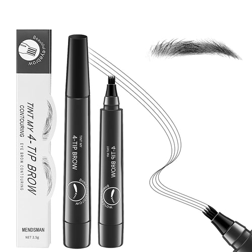 2Pcs Magic Microblading Eyebrow Pencil, 4 - Tip Brow Pencil with Micro - Fork Tip, 3D Waterproof Microblading Eyebrow Pen, Eyebrow Tattoo Pen for Natural Makeup (Dark Brown) - 7DAY'S