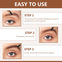 2Pcs Magic Microblading Eyebrow Pencil, 4 - Tip Brow Pencil with Micro - Fork Tip, 3D Waterproof Microblading Eyebrow Pen, Eyebrow Tattoo Pen for Natural Makeup (Dark Brown) - 7DAY'S