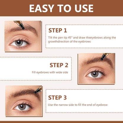 2Pcs Magic Microblading Eyebrow Pencil, 4 - Tip Brow Pencil with Micro - Fork Tip, 3D Waterproof Microblading Eyebrow Pen, Eyebrow Tattoo Pen for Natural Makeup (Dark Brown) - 7DAY'S