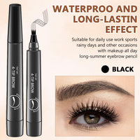2Pcs Magic Microblading Eyebrow Pencil, 4 - Tip Brow Pencil with Micro - Fork Tip, 3D Waterproof Microblading Eyebrow Pen, Eyebrow Tattoo Pen for Natural Makeup (Dark Brown) - 7DAY'S