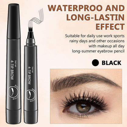 2Pcs Magic Microblading Eyebrow Pencil, 4 - Tip Brow Pencil with Micro - Fork Tip, 3D Waterproof Microblading Eyebrow Pen, Eyebrow Tattoo Pen for Natural Makeup (Dark Brown) - 7DAY'S