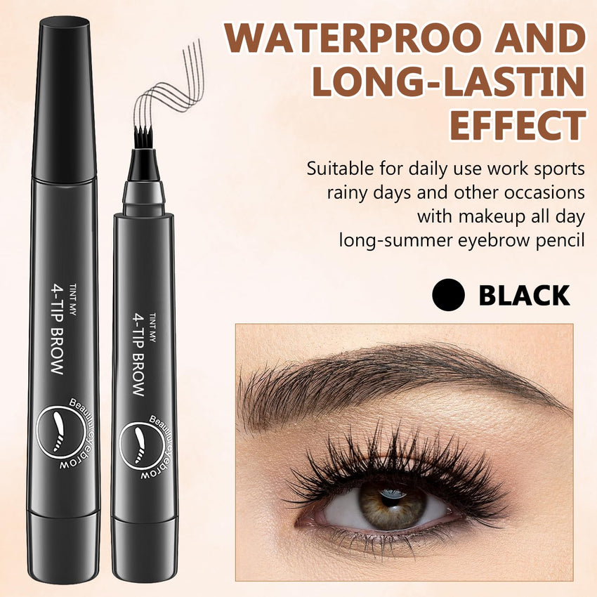 2Pcs Magic Microblading Eyebrow Pencil, 4 - Tip Brow Pencil with Micro - Fork Tip, 3D Waterproof Microblading Eyebrow Pen, Eyebrow Tattoo Pen for Natural Makeup (Dark Brown) - 7DAY'S