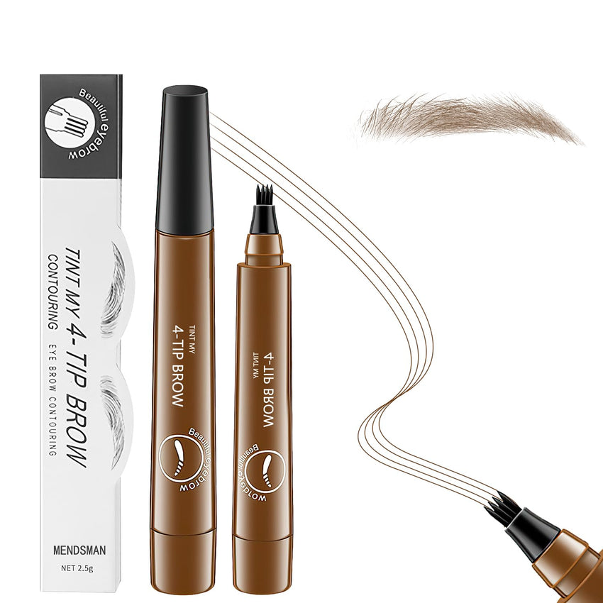 2Pcs Magic Microblading Eyebrow Pencil, 4 - Tip Brow Pencil with Micro - Fork Tip, 3D Waterproof Microblading Eyebrow Pen, Eyebrow Tattoo Pen for Natural Makeup (Dark Brown) - 7DAY'S