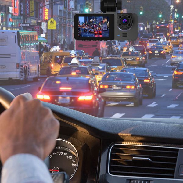 3 Channel Dash Cam Front Inside Rear Vehicle Driving Recorder Car DVR with 32G MMC Card G Sensor Motion Detection Parking Monitor Loop Recording - 7DAY'S