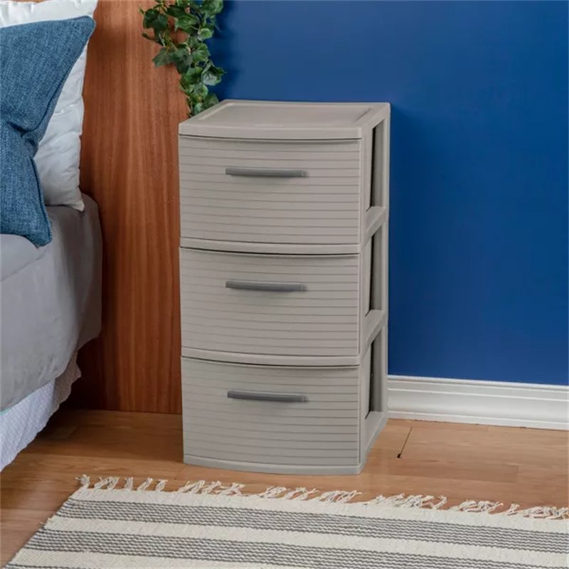 3 Drawer Medium Tower Dark Gray Outside Dimensions: 15" x 12 5/8" x 24" - 7DAY'S