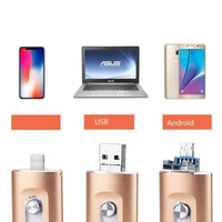 3 - in - 1 Flash Drive: 128GB, Lightning/USB 3.0/Micro - USB, Blazing - Fast, Multi - Compatible, Stylish（Super Good qualiey） (64, GB) - 7DAY'S