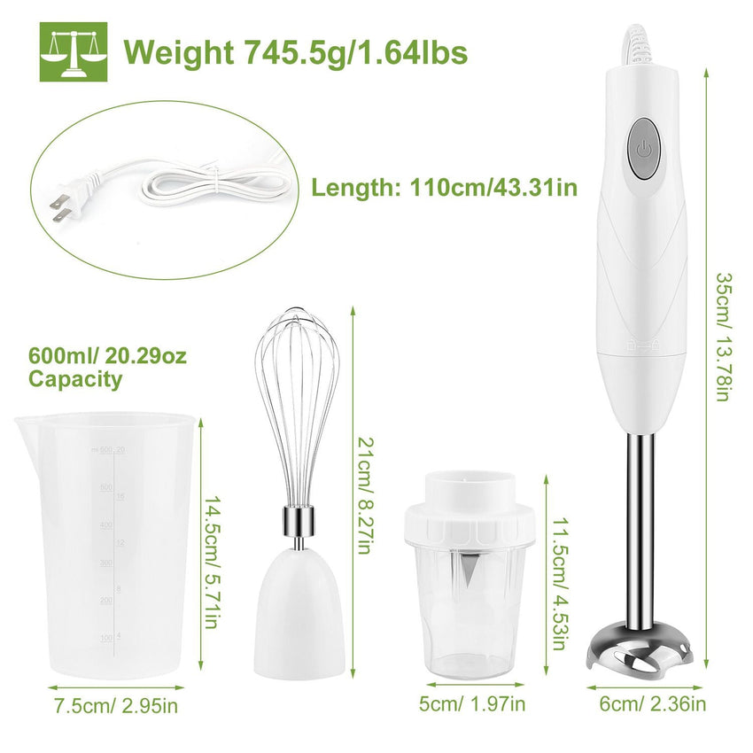 3 - In - 1 Immersion Hand Blender Multifunctional Stick Blender Mixer Grinder - 7DAY'S
