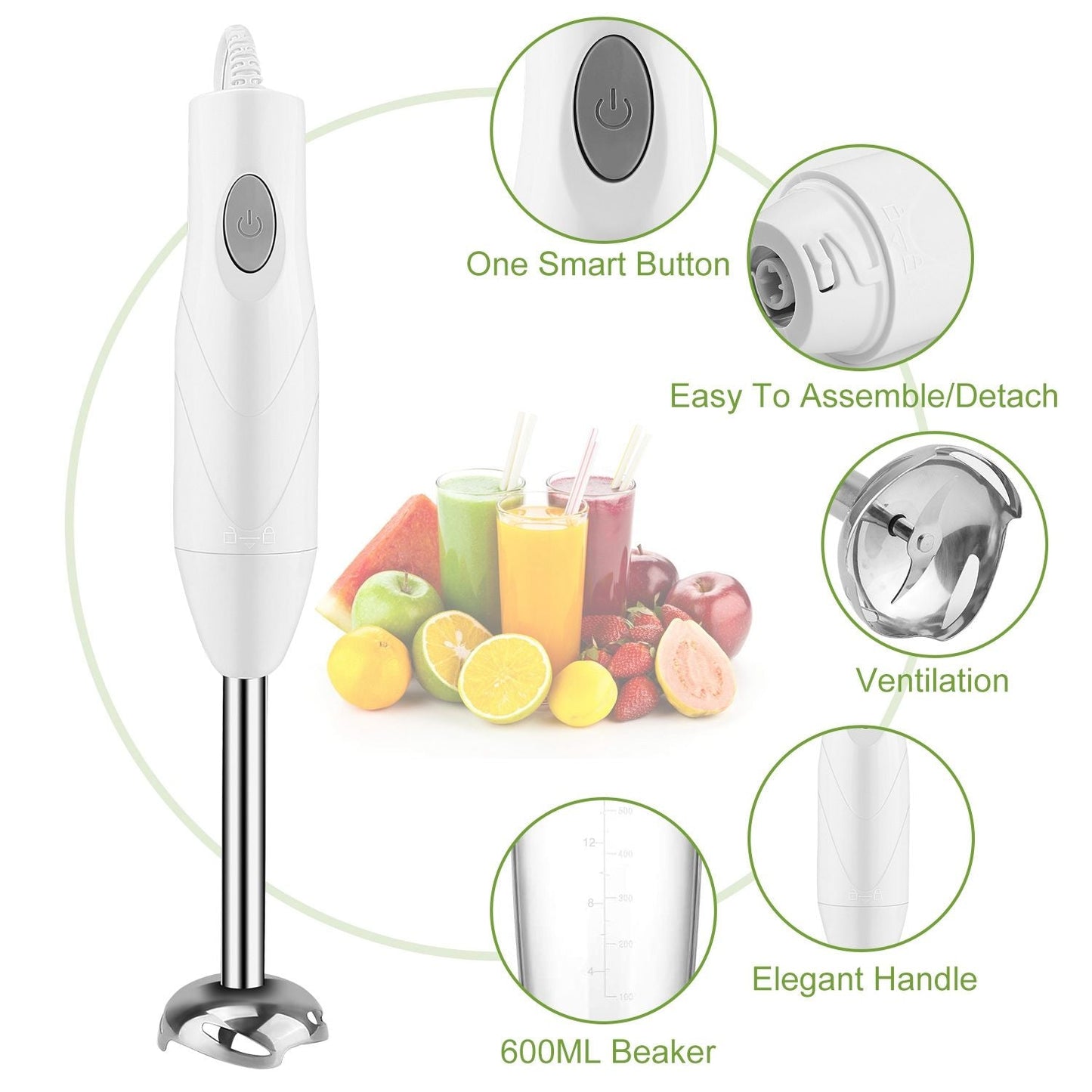 3 - In - 1 Immersion Hand Blender Multifunctional Stick Blender Mixer Grinder - 7DAY'S