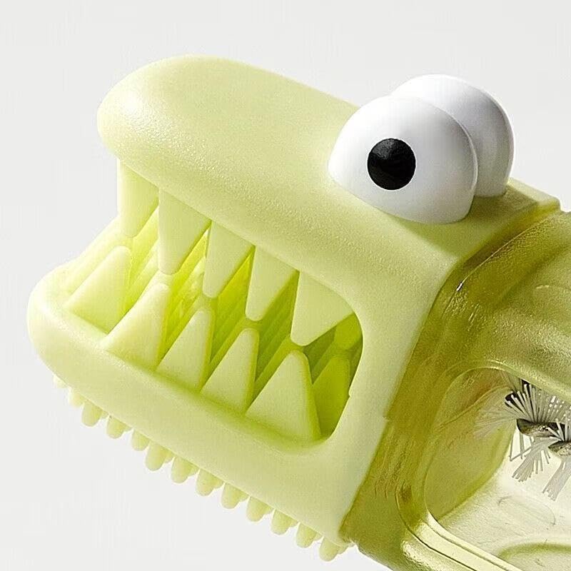3 - in - 1 Multifunctional Cup & Crevice Cleaning Brush Set - Cute Crocodile Design, Silicone Gap Cleaner for Kitchen Bottles, Lids & Nooks(Super Good qualiey (Orenge) - 7DAY'S