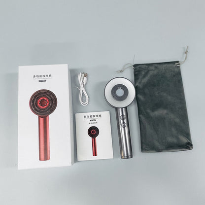 Multi-functional massage comb with charging cable, manual, and velvet pouch for scalp and body relaxation