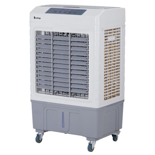 3 in 1 Portable Evaporative Cooler,Indoor,Outdoor,2647CFM Personal Air Cooler with remote control ,10.57 Gal Large Water Tank & Scroll Casters, 4 Ice Packs,White and gray - 7DAY'S