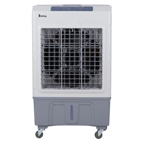 3 in 1 Portable Evaporative Cooler,Indoor,Outdoor,2647CFM Personal Air Cooler with remote control ,10.57 Gal Large Water Tank & Scroll Casters, 4 Ice Packs,White and gray - 7DAY'S