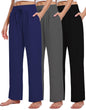 3 Pack Women's Lounge Pants Wide Leg Yoga Sweatpants with Pockets High Waisted Drawstring Lounge Loose Workout Jogger - 7DAY'S