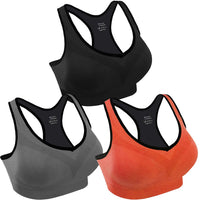 3 Packs Women Padded Sports Bras Yoga Fitness Push up Bra Female Top for Gym Running Workout Training - 7DAY'S