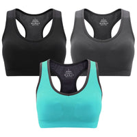 3 Packs Women Padded Sports Bras Yoga Fitness Push up Bra Female Top for Gym Running Workout Training - 7DAY'S